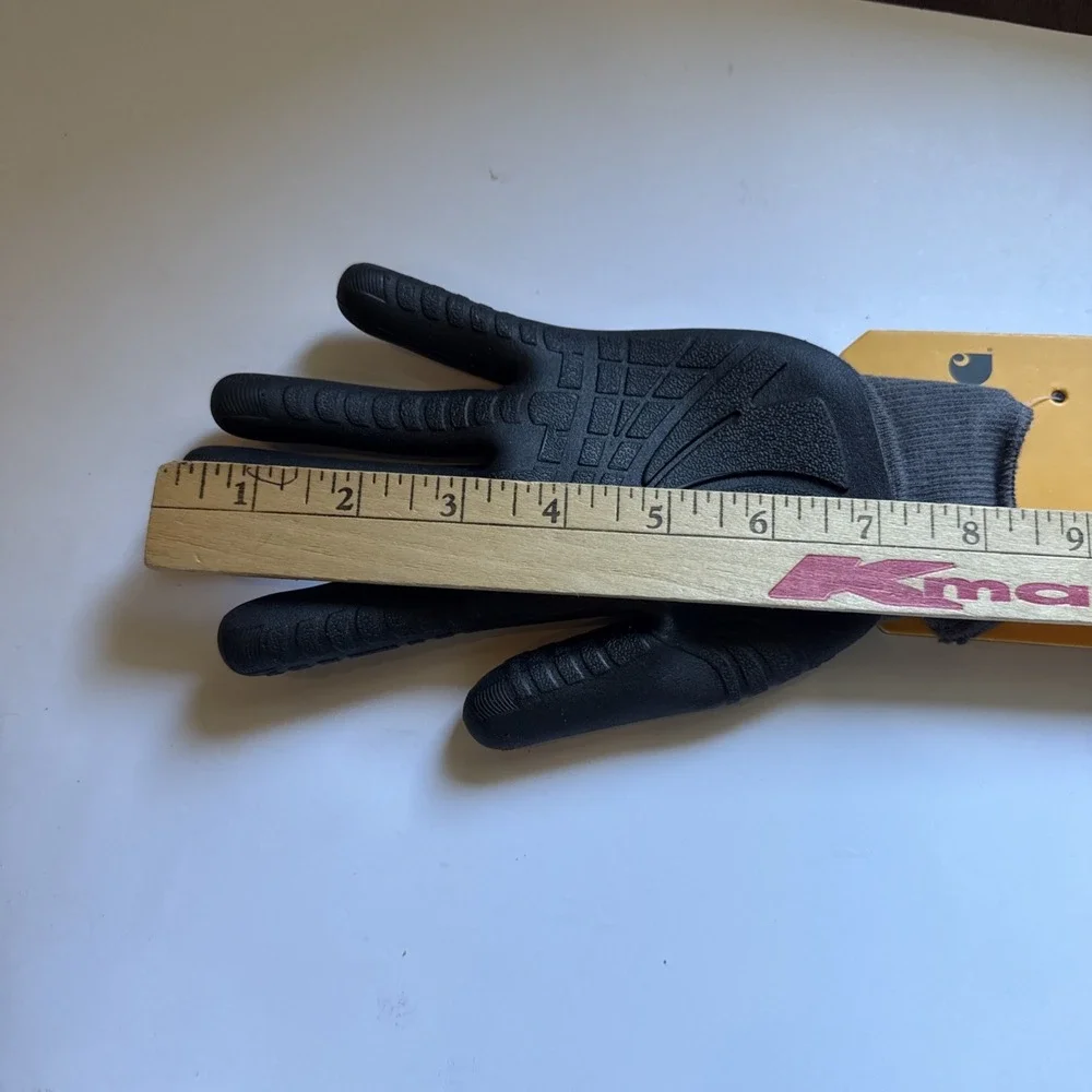 Carhartt Gloves Mens Large Black Knit Grip Work Lightweight Stretch Non Slip